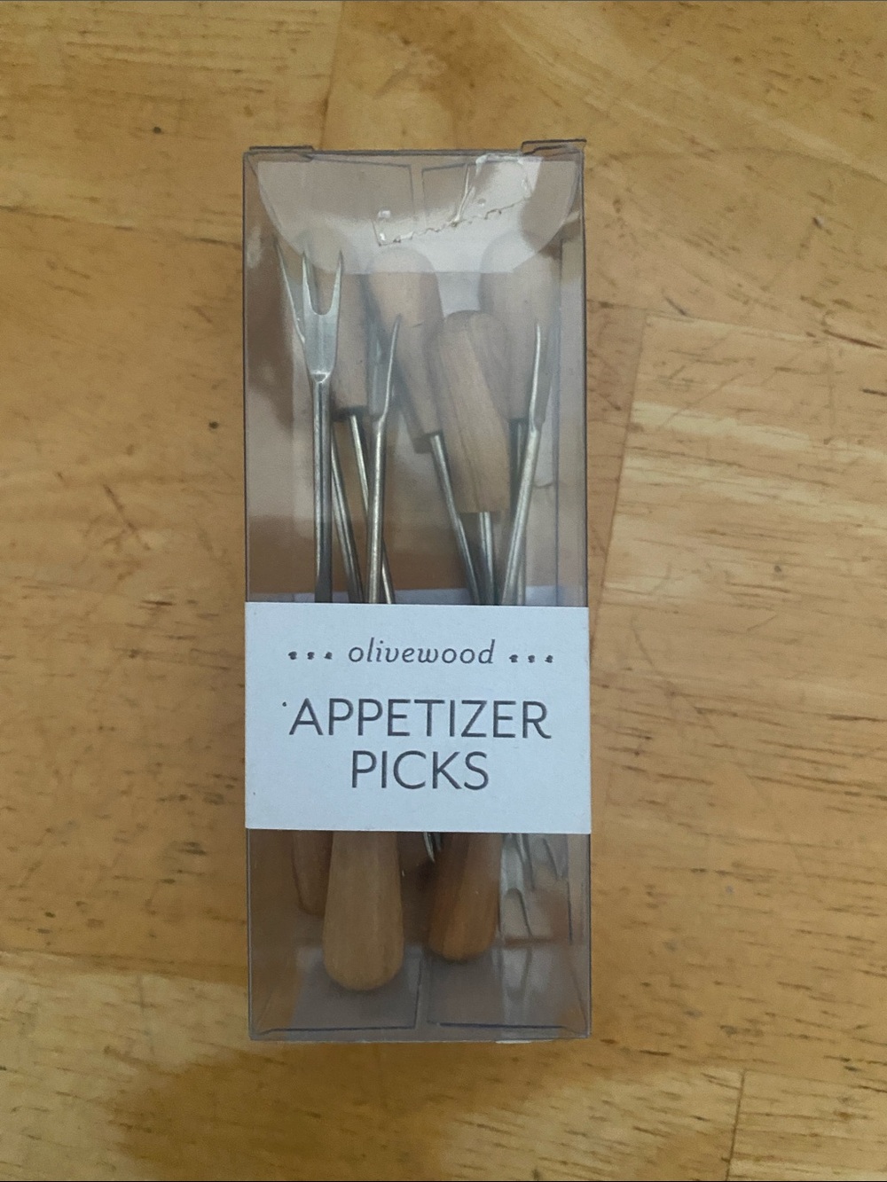 Sur la Table Olivewood Appetizer Picks Wood Handles & stainless set of 8 NWT